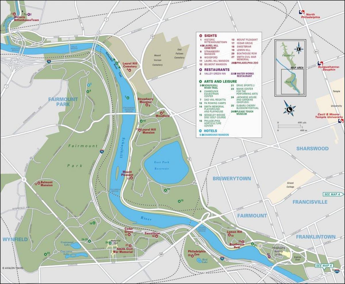 kort over fairmount park Philadelphia