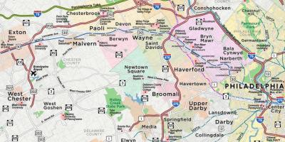 Kort over de vigtigste linje Philadelphia