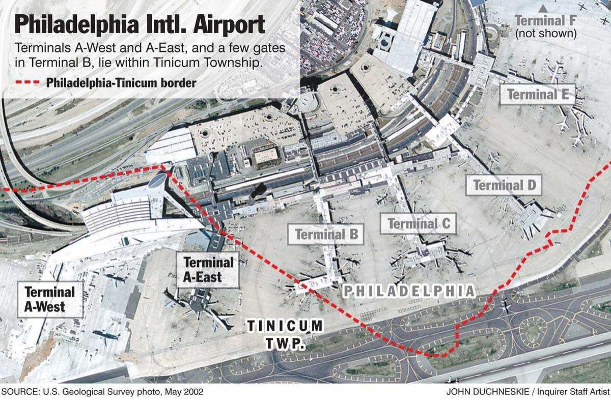 Philadelphia international lufthavn kort
