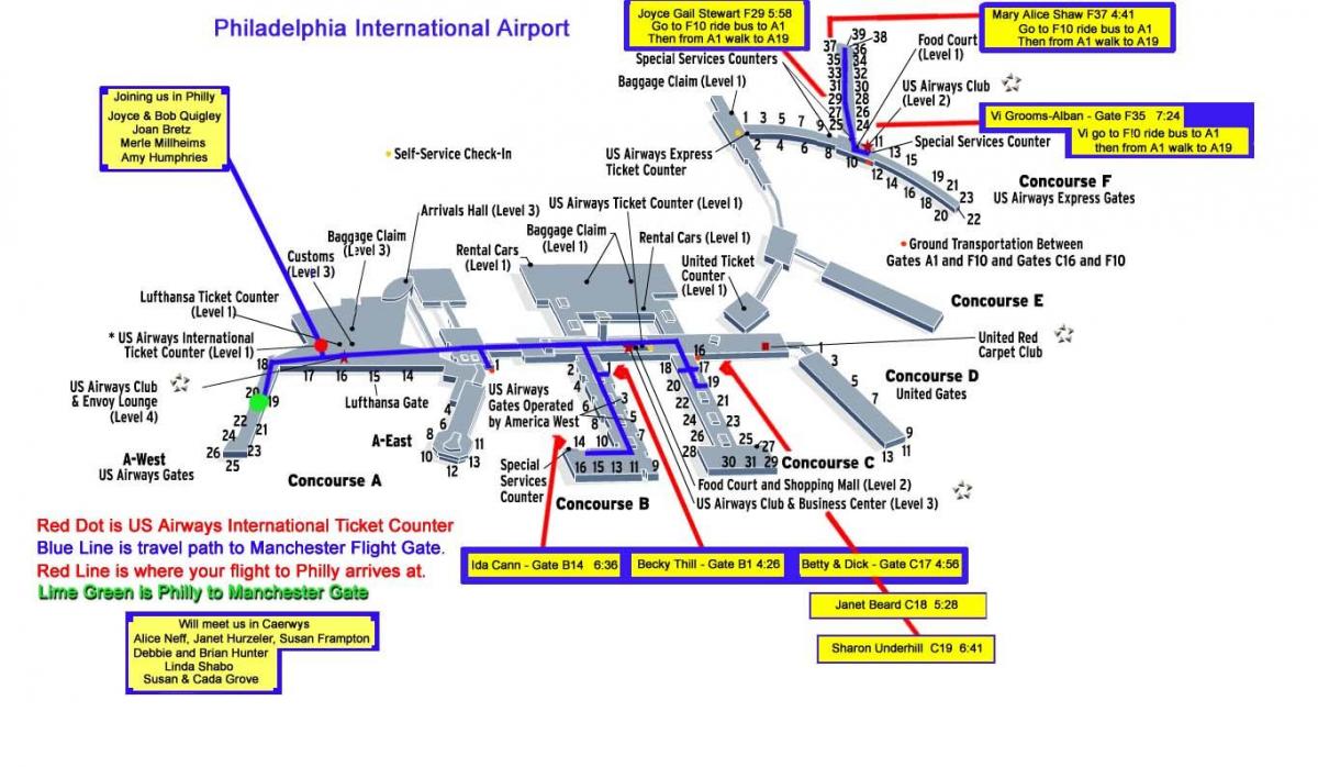 kort Philadelphia airport