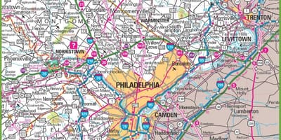 Philadelphia-området kort