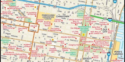 Kort over centrum af Philadelphia