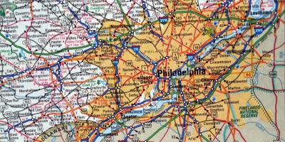 Kort over centrum af Philadelphia
